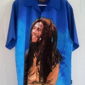 Dragonfly vintage bob marley button up shirt (L)